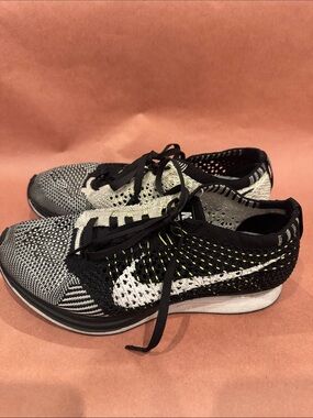 Nike Flyknit Racing Sneakers in Black, White and Neon Yellow men’s size 5